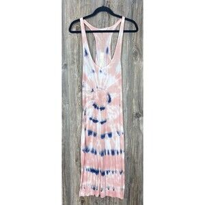Lovestitch Racerback Ribbed Tie-dye Midi Dress Med Pink Bamboo Boho Hippie NWT